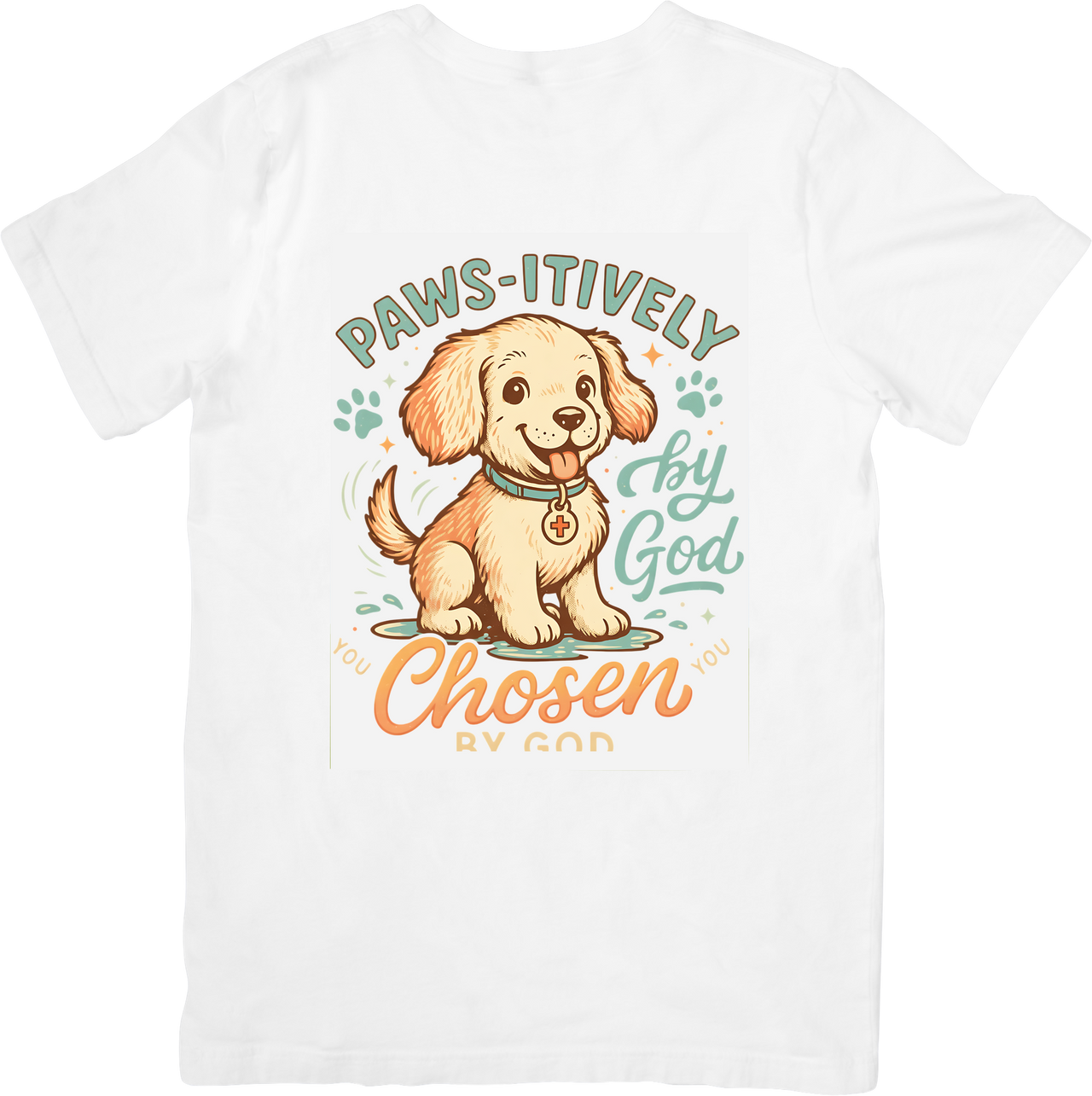 Paws-itively Chosen by God Puppy T-Shirt | Cute Christian Faith Graphic Tee | Dog Lover Gift