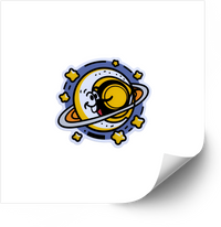 Thumbnail for Smiling Planet Saturn Cartoon Sticker | Cute Kawaii Space Galaxy Vinyl Decal