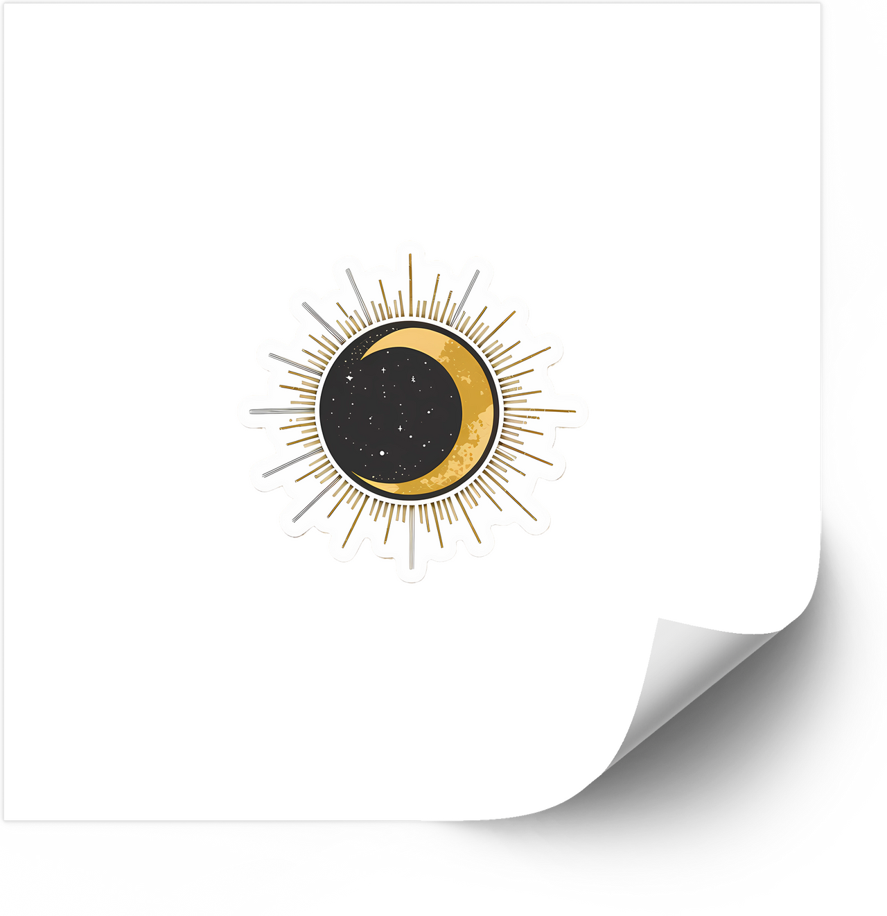 Celestial Moon and Sun Sticker | Boho Mystical Celestial Gold Vinyl Decal