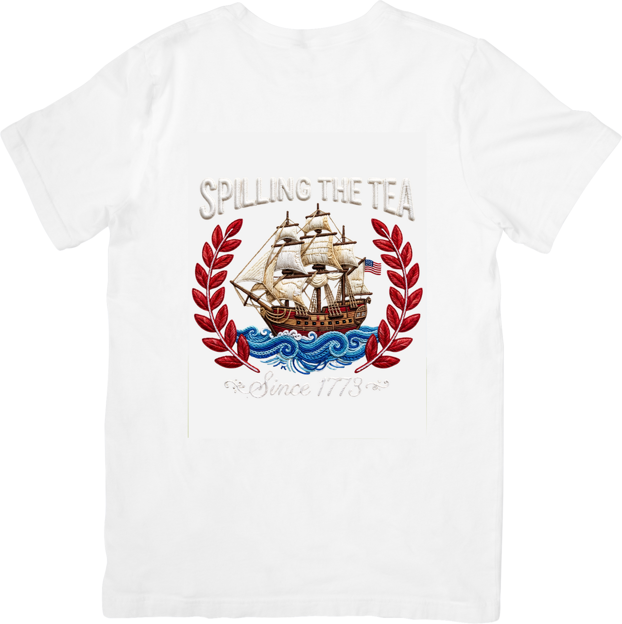 Spilling the Tea Since 1773 Ship T-Shirt | Patriotic Vintage American History Graphic Tee