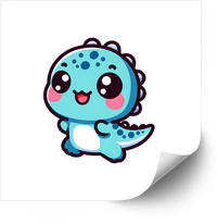 Thumbnail for Baby Dinosaur Running Kawaii Sticker | Cute Kawaii Cartoon Dino Vinyl Decal
