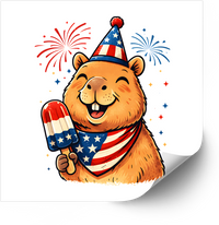 Thumbnail for Capybara Fourth of July Patriotic Sticker | Cute Funny Patriotic Animal Vinyl Decal